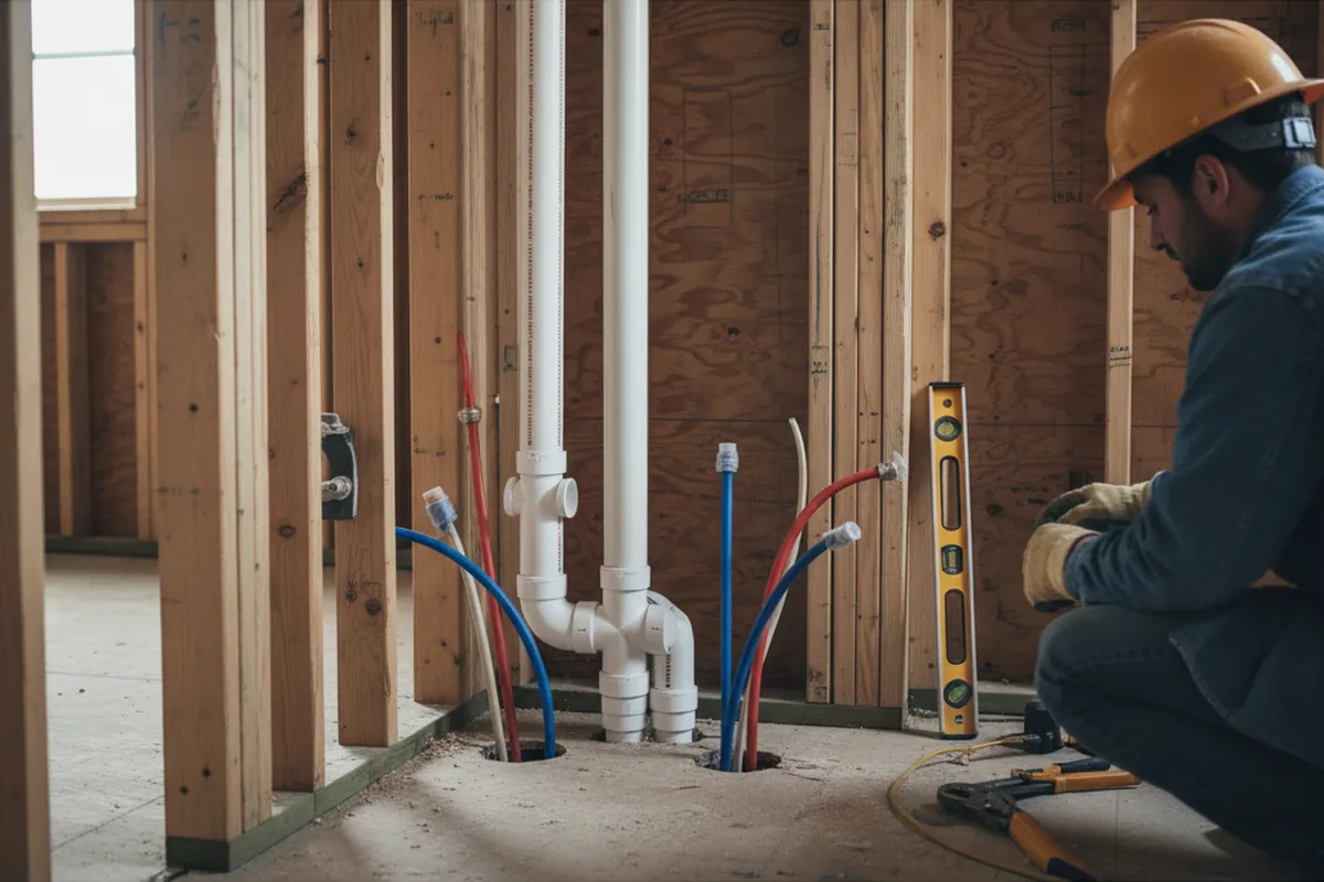 Drain and supply rough-in during Drain Cleaning in San Antonio